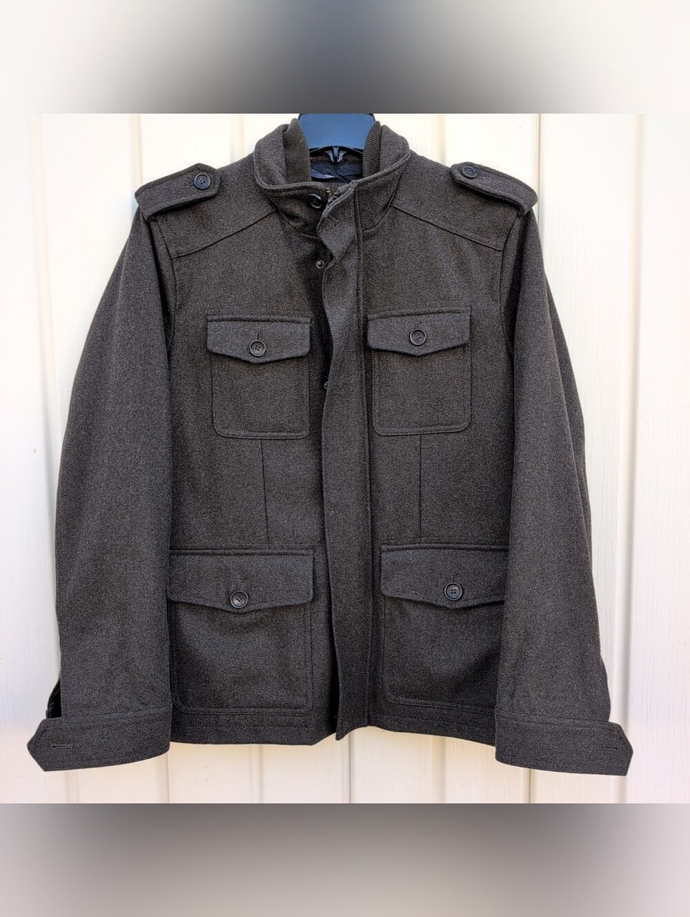 Tommy Hilfiger Jacket Mens Medium Green Wool Franklin Military Field Quilt Lined
